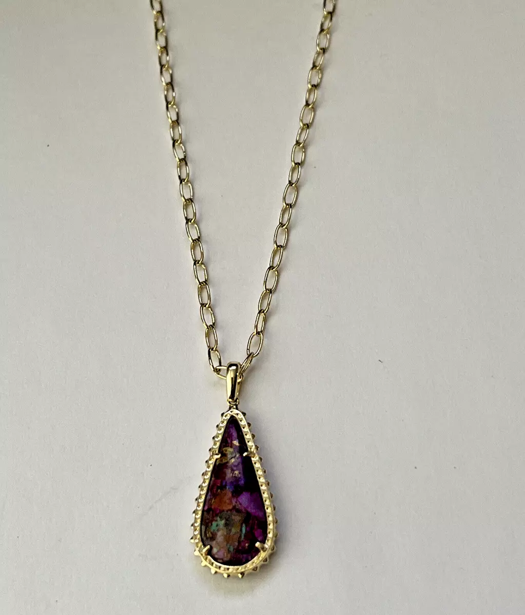 Kendra Scott Cailin Crystal Pendant Necklace Gold Purple Crystal – The  Twisted Chandelier