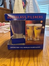BUD LIGHT HOURGLASS PILSNER GLASS'S  SET 4 NIB
