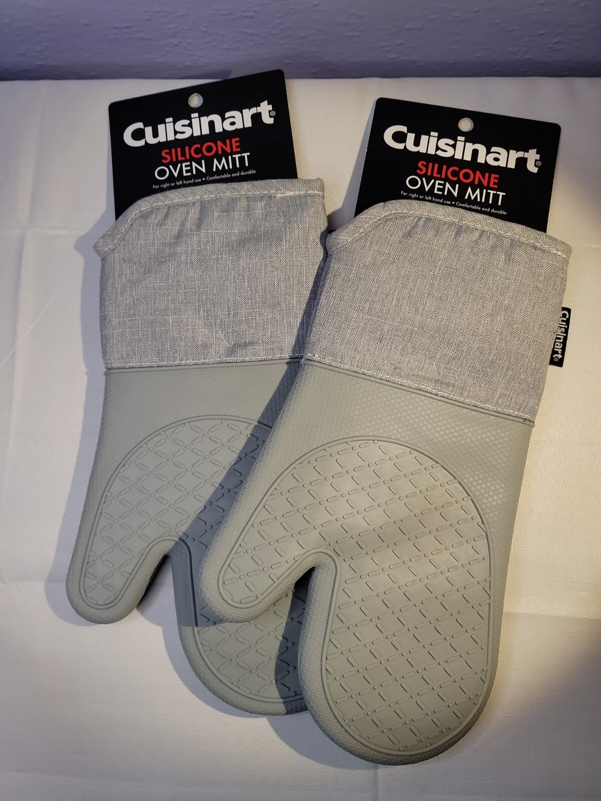 Cuisinart Gray Grey Silicone Oven BBQ Pizza Baking Mitts Set of 2 eBay