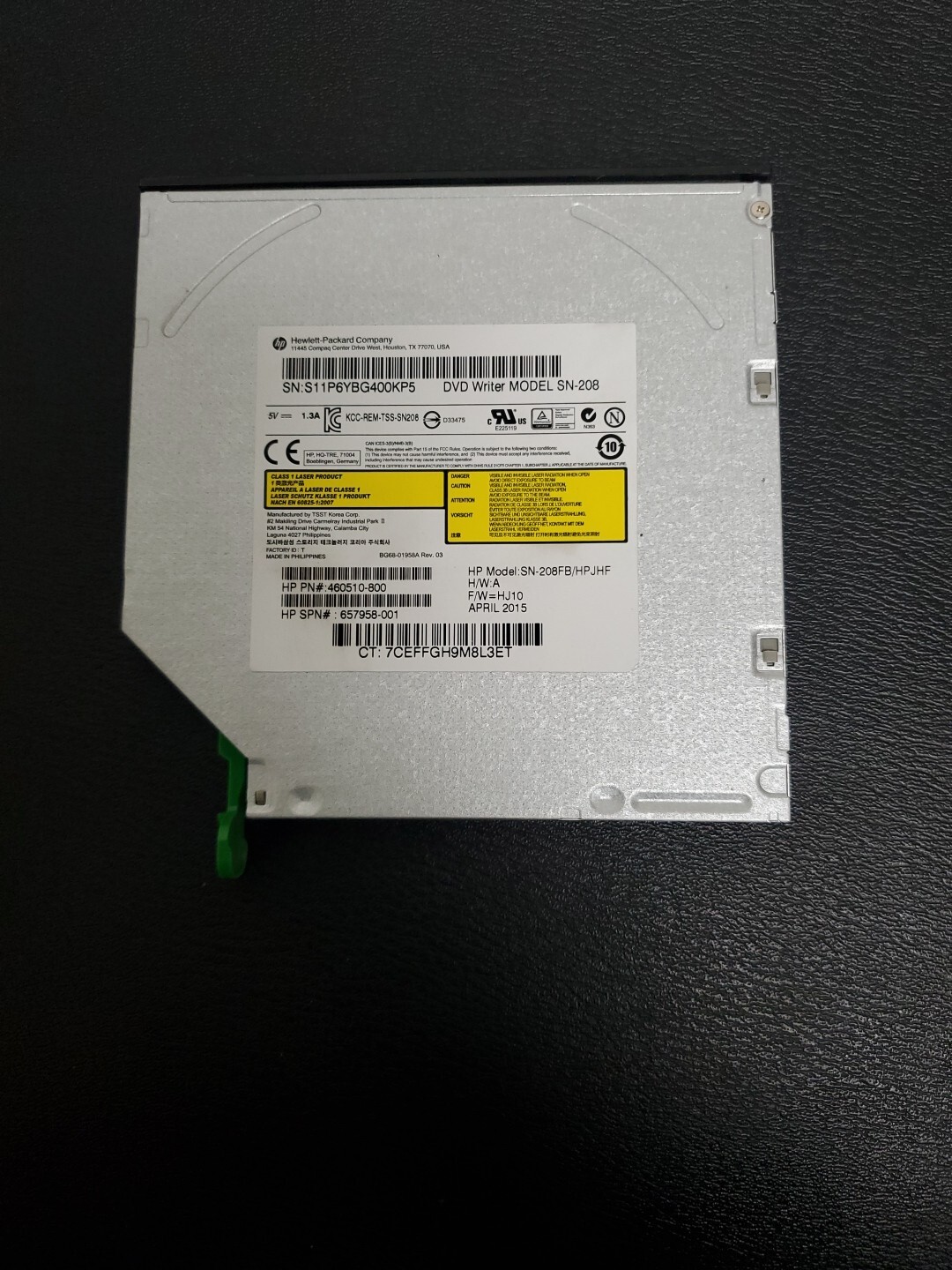 HP DVD Writer SN208FB/HPJHF S11P6YBG400KP5 460510800 657958001 SN
