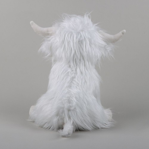 Juguete de peluche de vaca Highland escocesa de 9,4 pulgadas blanco simulación muñeca de pelo largo regalo para niños - Imagen 6 de 17