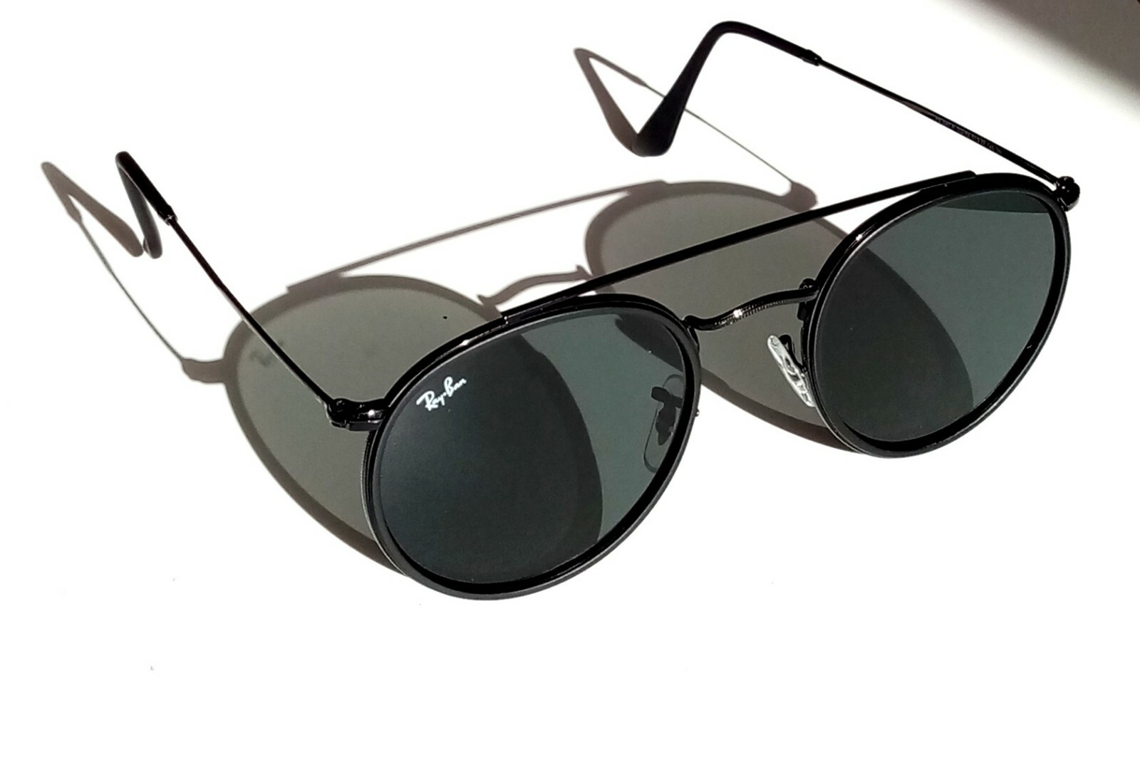 RayBan Sunglasses Black Round Double bridge 3647 002/R5 DARKEST Lens