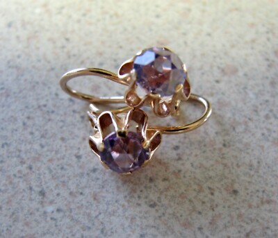 Russische Sowjetische Ohrringe Rose Rotgold mit Stein Серьги золото