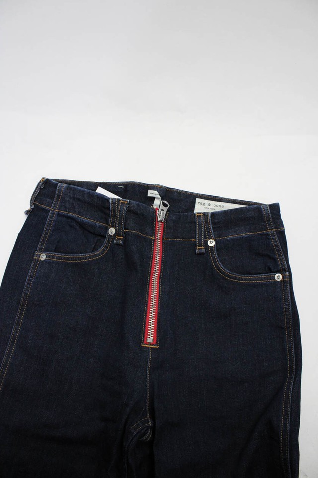 Rag & Bone Womens Cotton Denim HighRise Cigarette Leg Nina Jeans Blue