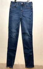 American Eagle jegging jeans womens 0 next stretch distressed 24 x 30 high blue