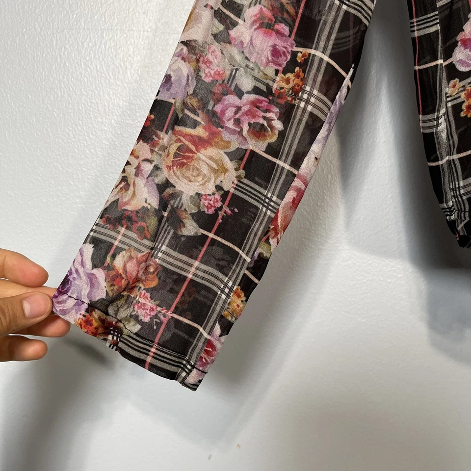 Nicole Miller Artelier. Blusa Mujer Talla L Floral Camisa Abotonada Manga Larga Foto 3 de 4