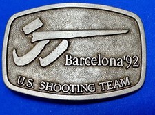 Barcelona 1992 Summer Olympics Us Shooting Team Vintage Belt Buckle