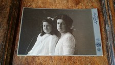 1909 ANTIQUE LARGE BOUDOIR CABINET CARD MOTHER DAUGHTER LANGHANS MARIENBAD CZECH