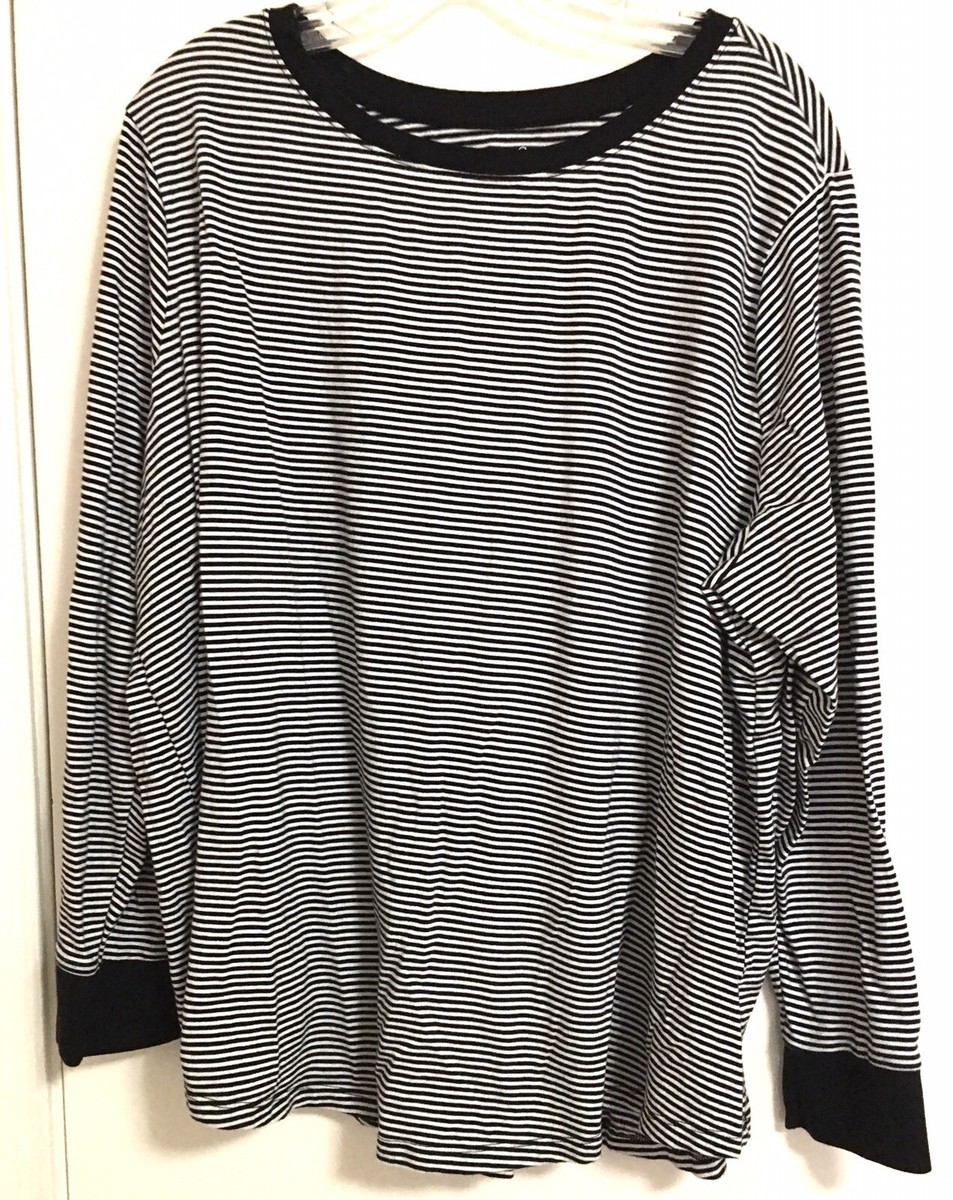 Terra and Sky 3x Shirt Long Sleeve Black Striped Tee Shirt Womens
