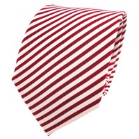 Tigertie Designer Seidenkrawatte Rot Signalrot Weiß Gestreift - Krawatte Seide