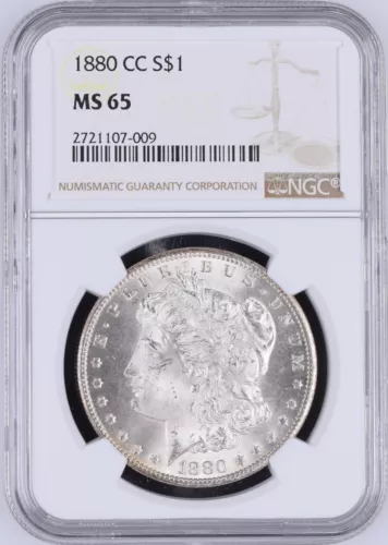 1880-CC $1 Morgan Silver Dollar NGC MS65 - Frosty Blast White Beauty