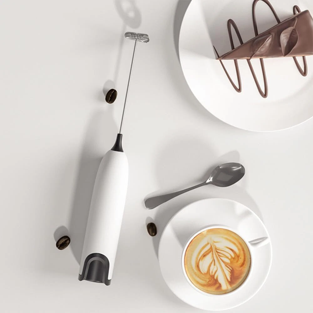 Milk Frother Electric Handheld Foam Maker for Hot Chocolate, Latte White