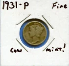 W@W 1931-p  MERCURY DIME !!!! ( Nice Coin !!!! ) FINE  !!!!!