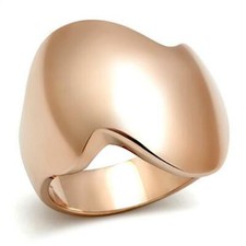 ladies rose gold ring band no stone 14kt highly polished wavy comfort 160