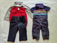 CARTER'S Baby Boy Size 9 Month Dress Clothes Outfit Lot Button Down, Polo, Pants
