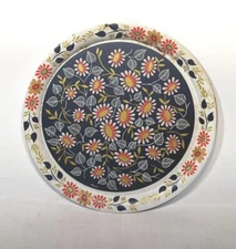 1970's MAXEY 16" Toleware Tin Tray  Bohemian Colorful Flowers Vtg