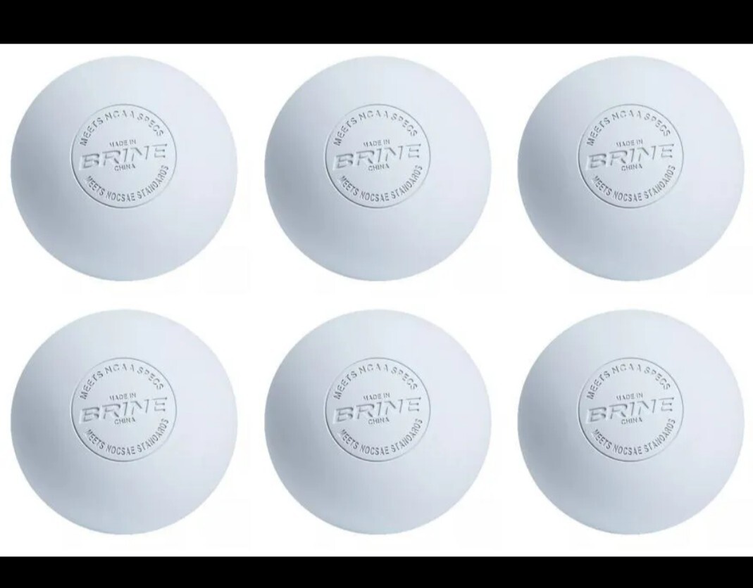 LOT of 6 New Lacrosse Balls- White NCAA NOCSAE approved.