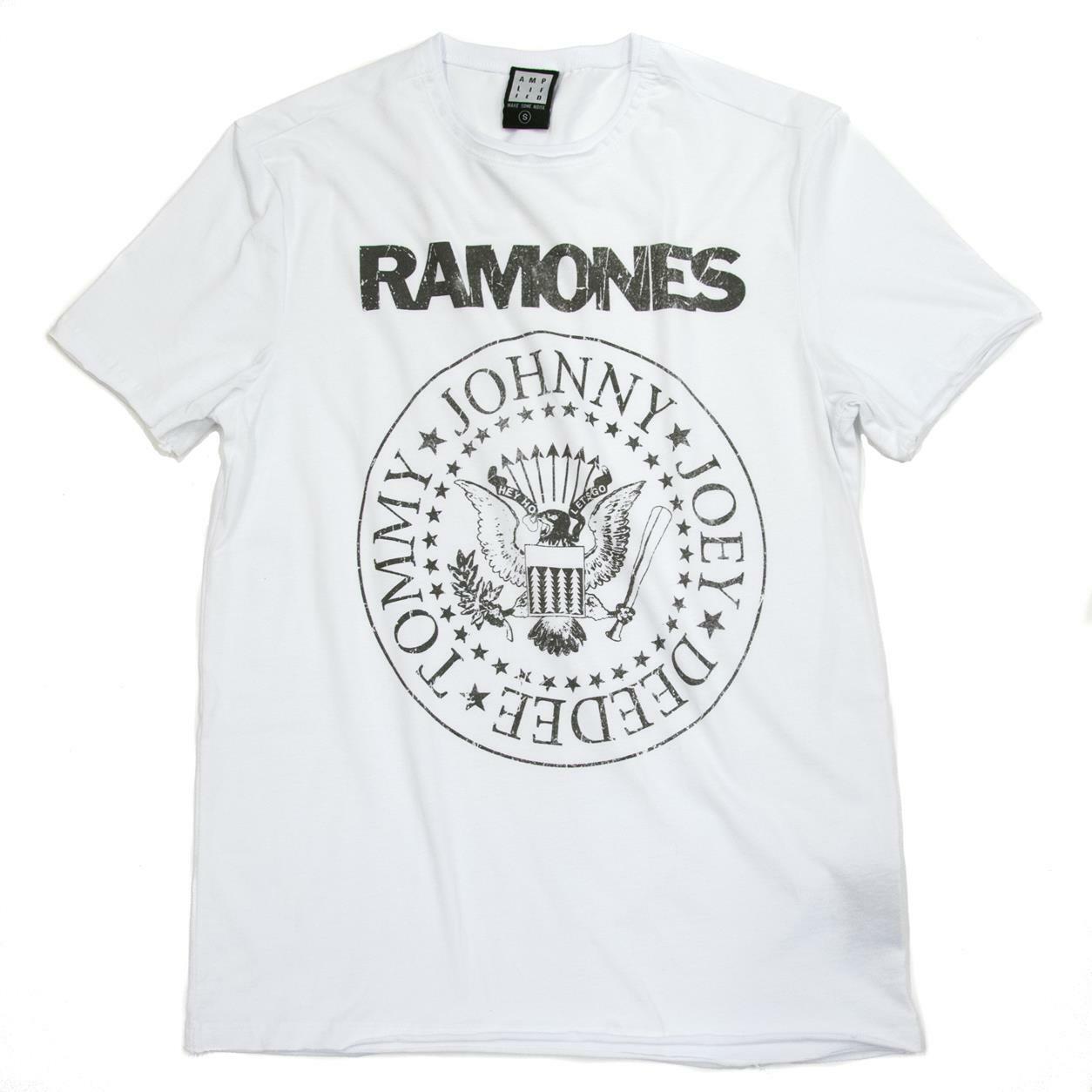 Camiseta Amplificada RAMONES Logo Nueva Para Hombre Blanca
