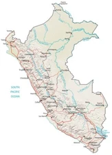 Peru Physical Map GLOSSY POSTER PICTURE PHOTO PRINT BANNER 13738