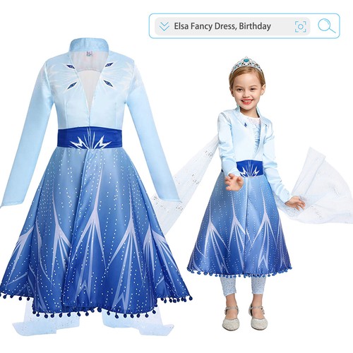 Girls Frozen 2 Queen Elsa Fancy Dress 