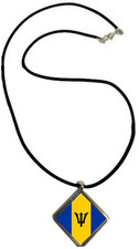 Barbados Diamond Shaped Pendant With Black Cord And Gift Bag