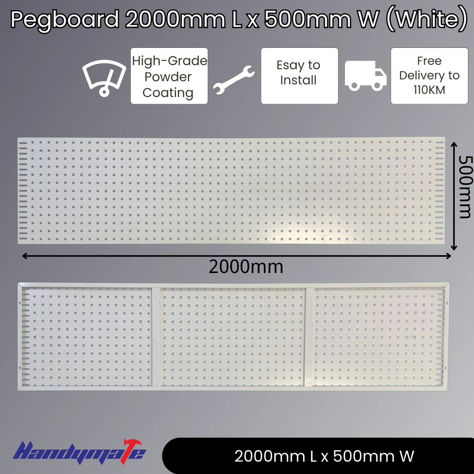 2Mx0.5M Steel Pegboard Wall Tool Storage White Metal Pegboard Tools Organizer - image 2 of 4