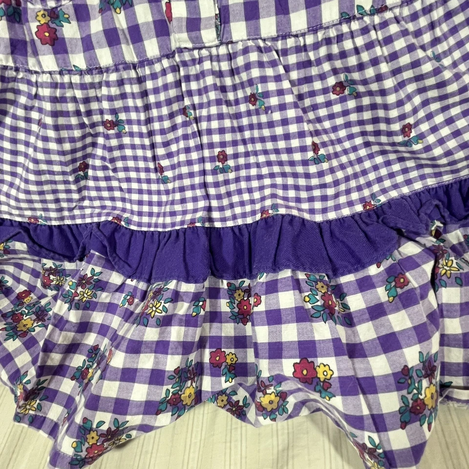 Vintage Gymboree Purple Gingham & Floral Dress Size XXL Rainbow Tag 90s I1 - Image 3 of 4