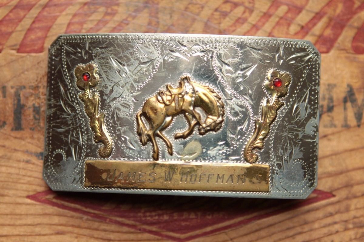 Vintage Ricardo Nickel Silver Bucking Horse Cowboy Western Belt