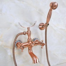 Wall Mounted Antique Copper Bathroom Tub Faucet Set Hand Shower Mixer Tap 2na361