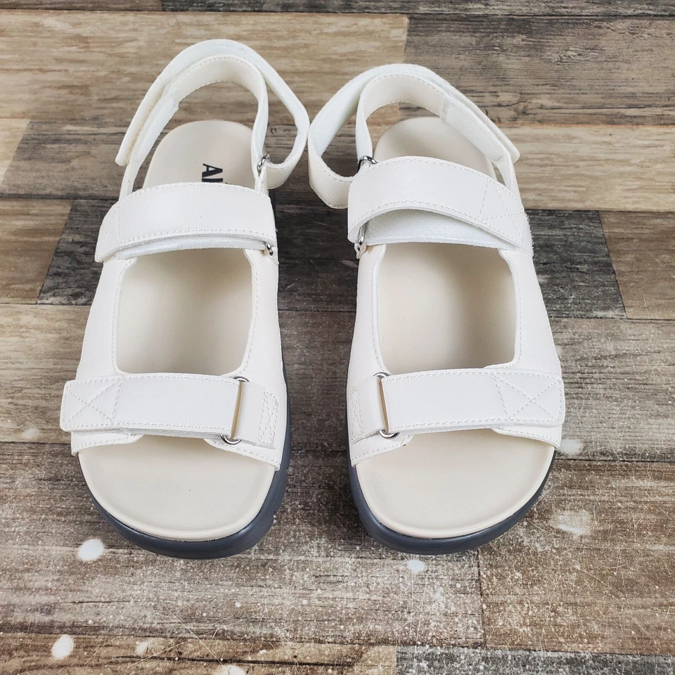 Alegria Henlee 女式凉鞋 8-8.5 码白色灰色踝带可调节绑带 — 第 2/4 张图片