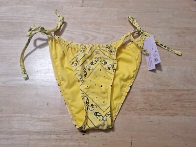 New Women s Size Medium (8-10) Low Rise, Extra High Leg, Yellow Bikini Bottom 