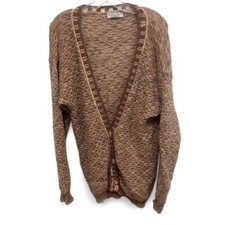 Vintage Nomadic Traders 100 wool cardigan sweater in brown and tan size small