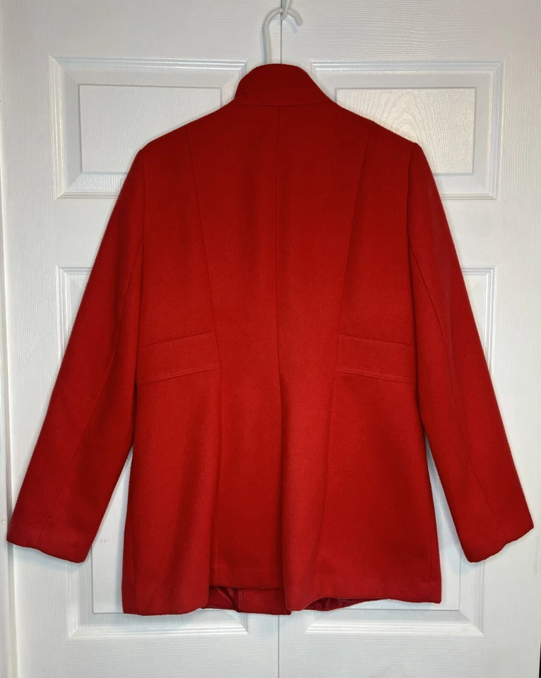 Casaco George feminino tamanho 8 poliéster vermelho elástico manga longa bolsos com zíper - Imagem 2 de 4