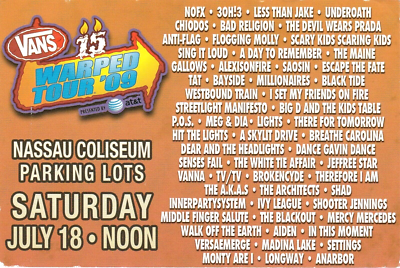 Vanns Warped Tour flyer Concert Handbill 4