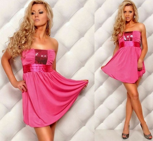 PINK ELEGANT GLITTER PARTY / COCKTAIL DRESS ___ Sizes: XS, S, M, L - Picture 2 of 2