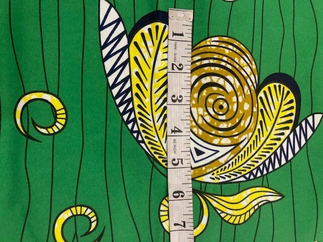 African Fabric Print 6 Yards Poly-cotton Ankara Green and Yellow Butterfly - Image 4 of 4