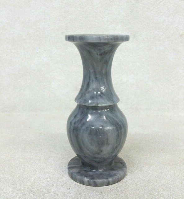 Vintage Carved and Polished Grey Marble Miniature Vase 4 1/2'' eBay
