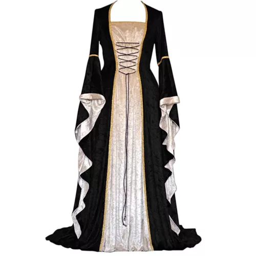 Medieval Renaissance Costume Velvet Long Dress Gothic Victorian Gown Cosplay - Picture 6 of 24