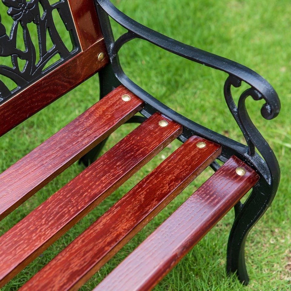 Outdoor Kids Bench Patio Mini Garden Bench Wooden Cast Iron Porch Park ...