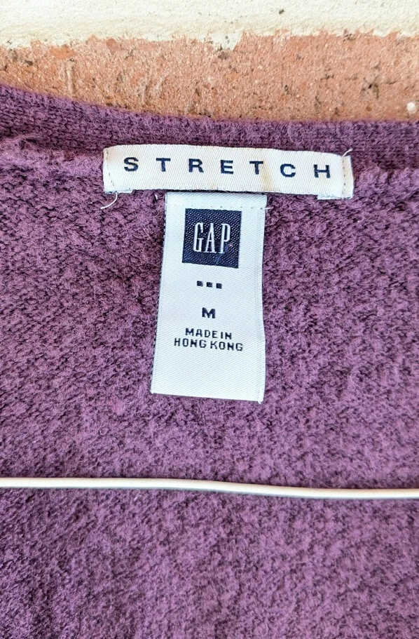 Винтажный Y2K разрыв надежном свитер эластичной шерсти смесь женщин M фиолетовый атласный галстук коттедж - Изображение 4 из 4