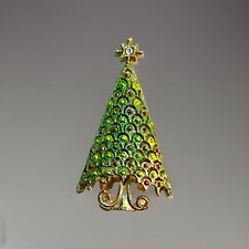 Vintage American Christmas Tree Brooch Made In Taiwan