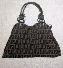 FENDI Zucca Canvas Tote Bag Brown Gold Authentic 33825