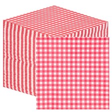 100 Red Gingham Paper Napkins 2ply Disposable Party Serviettes, 33cm Recyclable