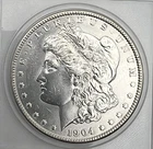 1904 Morgan Silver Dollar Uncirculated $1 Coin 0.9 Fineness United States