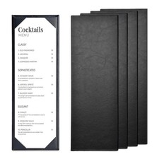 WeChef 5 Pack Leather Menu Covers 4.25"x14" Single Page Angled Corners Wine List