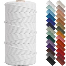White Macrame Cord 3mm x 220yards Colored Macrame Rope Cotton Rope Macrame Ya...