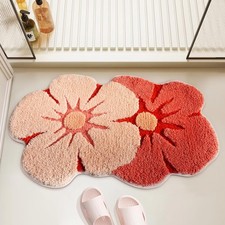 Bath Mat, Cute Flower Bathroom Rugs with Soft 1'6" x 2'4" Rectangular , Pink