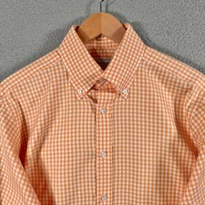 Turnbull  Asser Shirt Mens 16 / 41 Orange Gingham 3 Button Cuff Made In Italy