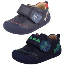 Boys Startrite Soft Leather Padded First Walk Dinosaur Shoes
