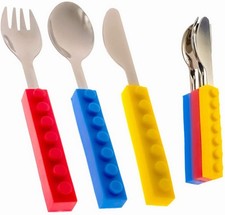 Toddler Utensils Brick Toys - Set of 3 Interlocking Block Kids Silverware
